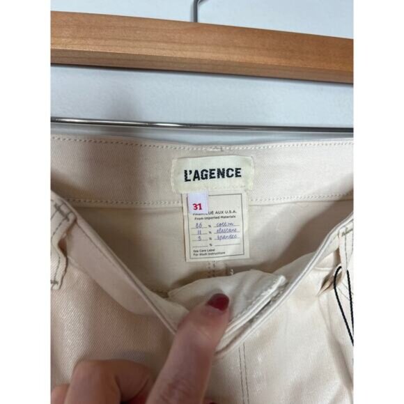 NWT L'Agence Kendra Cropped Flare Denim Jeans Women's Oat Size: 31 - Picture 4 of 8